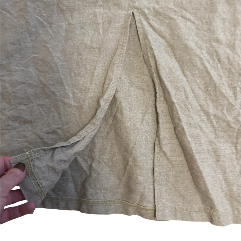 What’s Up Minimal Long Sleeve linen Maxi Dress in Light Beige - Picture 6 of 7